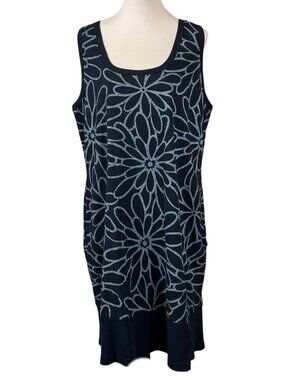 Icantoo NWT Black Floral Sleeveless Cotton Tank Dress Size XL